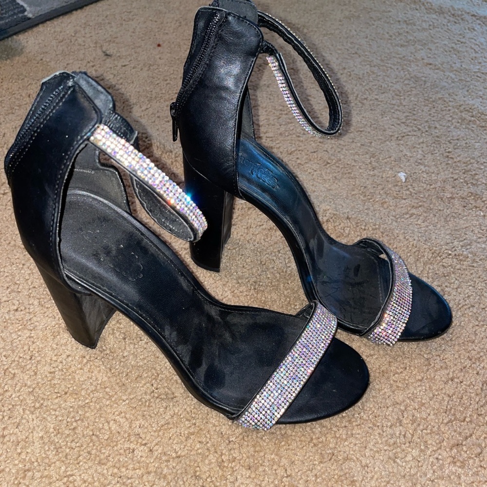 Diamanté/Bling/Rhinestone Strap Block Heels